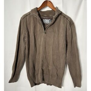 Vintage BKE Mens XL 1/4 Zip Pullover Cotton Athletic Fit Brown Y2K Preppy Grunge